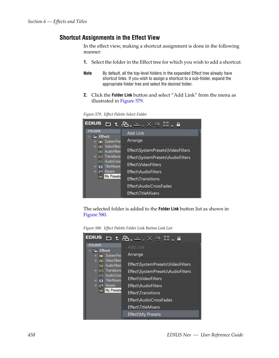 Shortcut assignments in the effect view | Grass Valley EDIUS Neo 2 User Manual | Page 458 / 608