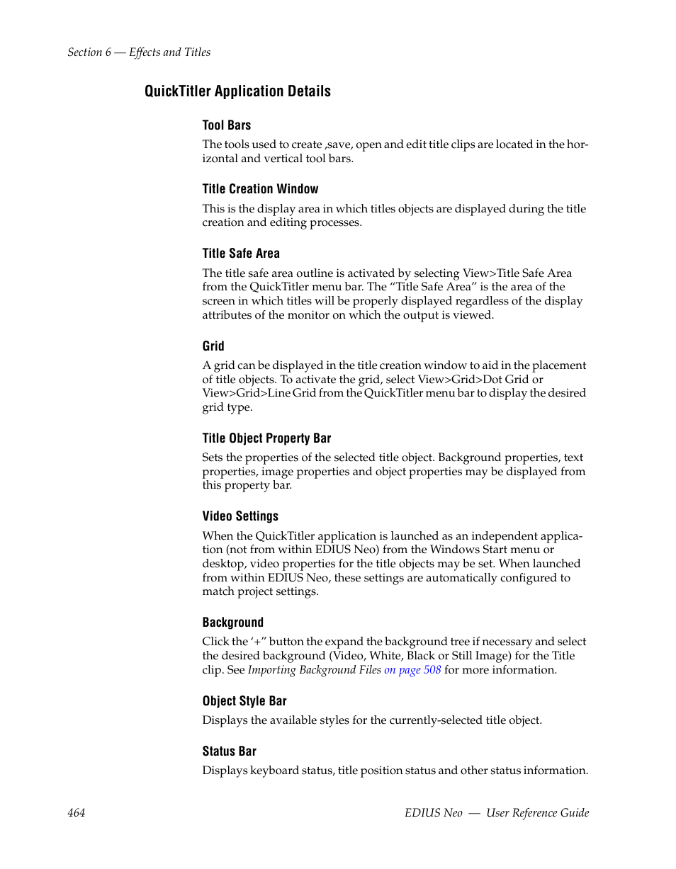 Quicktitler application details | Grass Valley EDIUS Neo 2 User Manual | Page 464 / 608