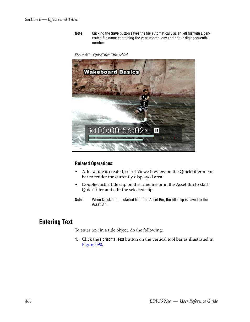 Entering text, Figure note, And is also added | Grass Valley EDIUS Neo 2 User Manual | Page 466 / 608