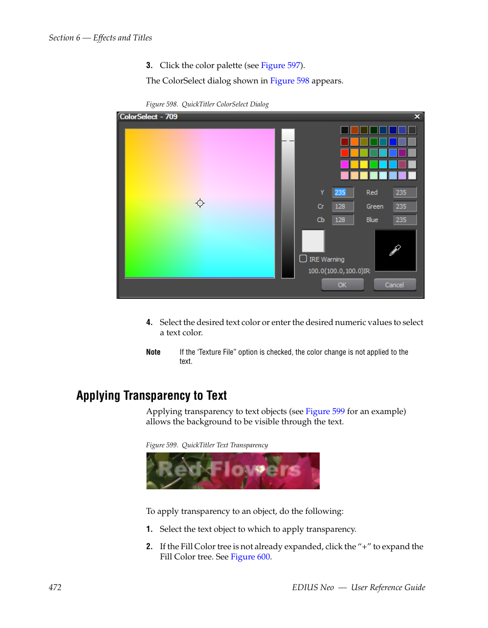 Applying transparency to text | Grass Valley EDIUS Neo 2 User Manual | Page 472 / 608