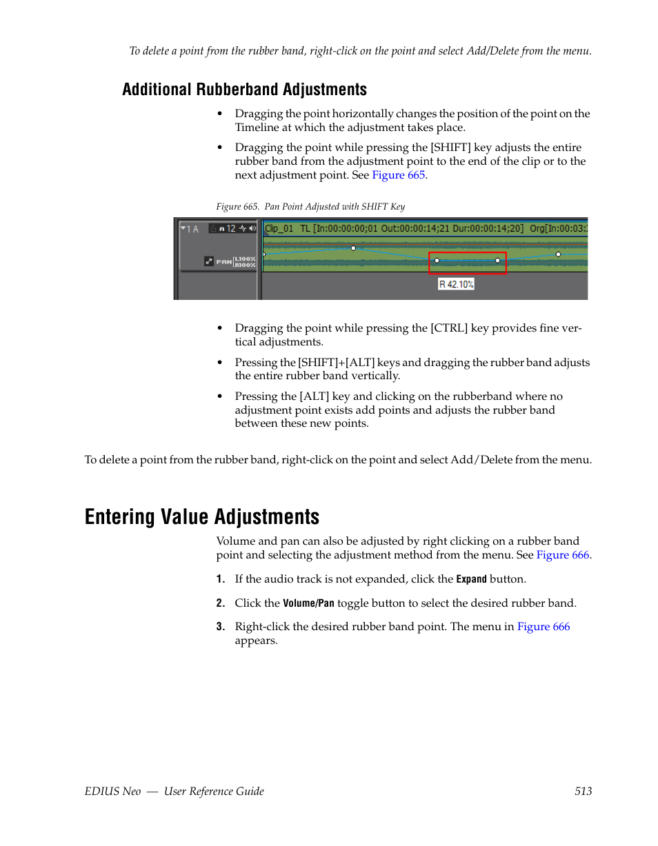 Additional rubberband adjustments, Entering value adjustments | Grass Valley EDIUS Neo 2 User Manual | Page 513 / 608