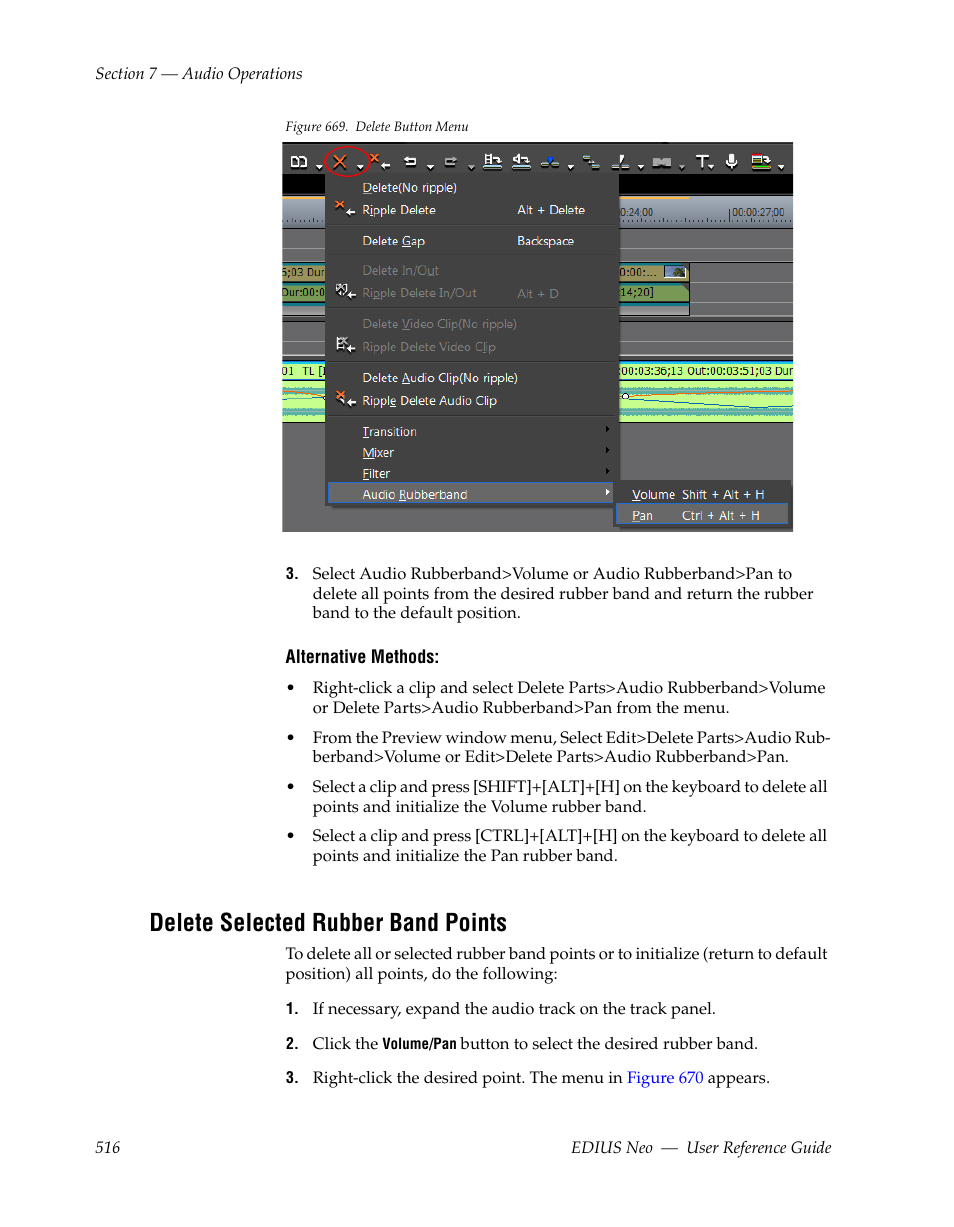 Delete selected rubber band points | Grass Valley EDIUS Neo 2 User Manual | Page 516 / 608