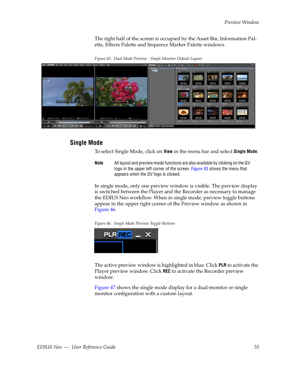 Single mode | Grass Valley EDIUS Neo 2 User Manual | Page 55 / 608