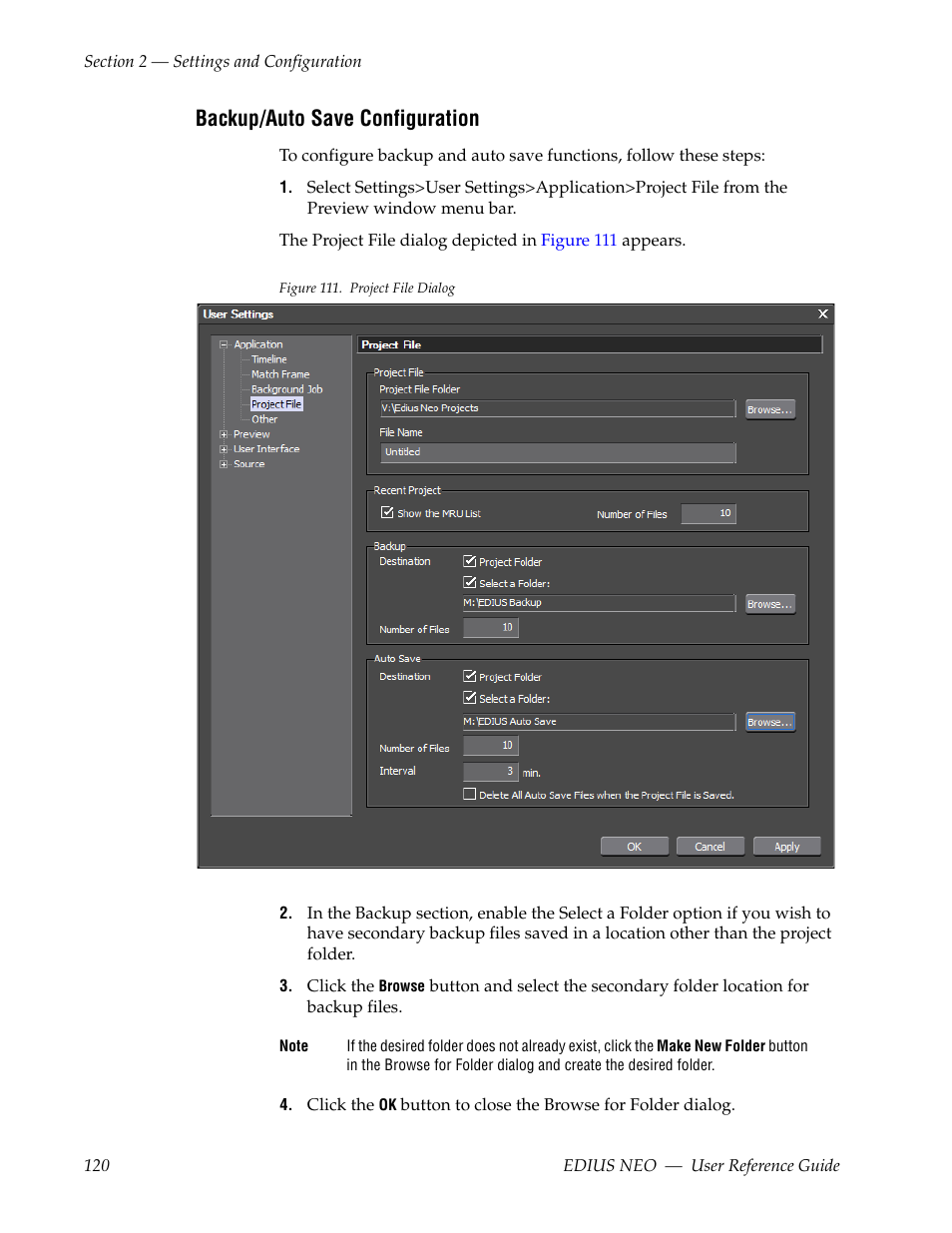 Backup/auto save configuration, See backup/auto save configuration | Grass Valley EDIUS Neo 3 User Manual | Page 122 / 802