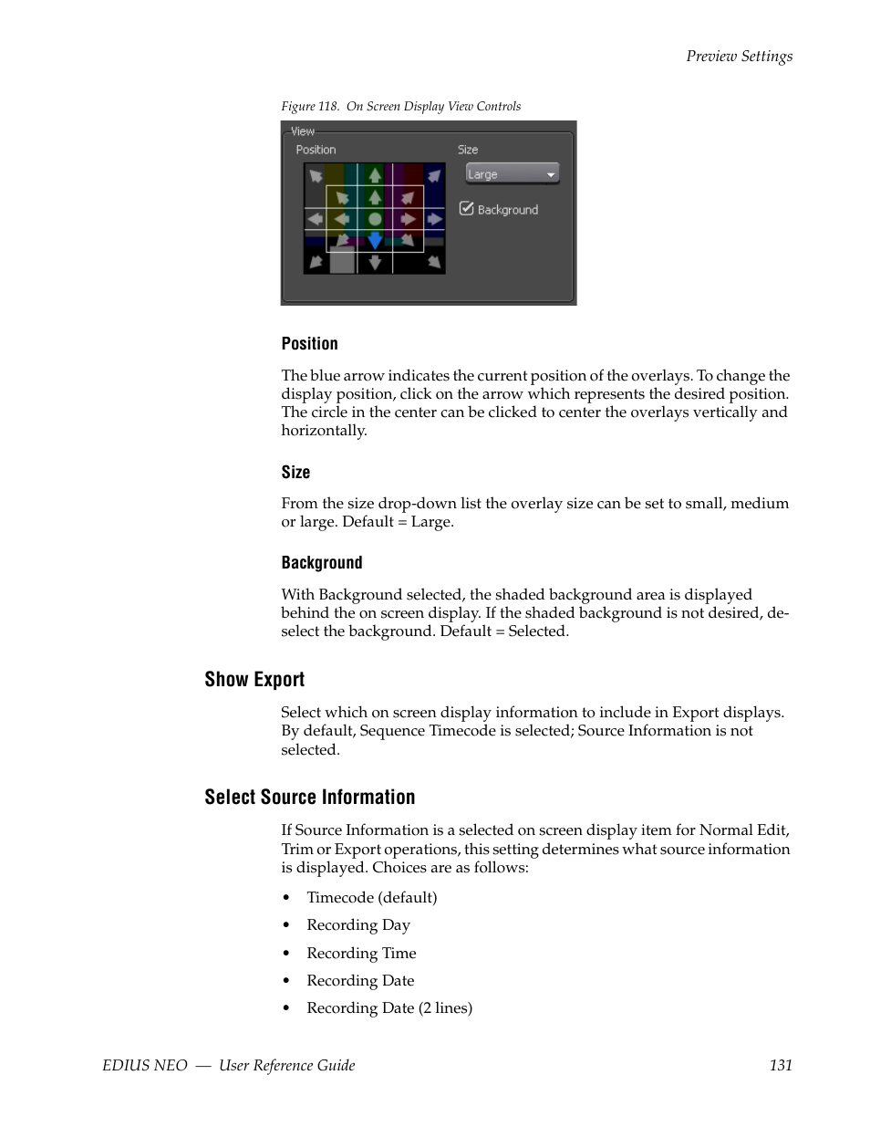 Show export, Select source information | Grass Valley EDIUS Neo 3 User Manual | Page 133 / 802