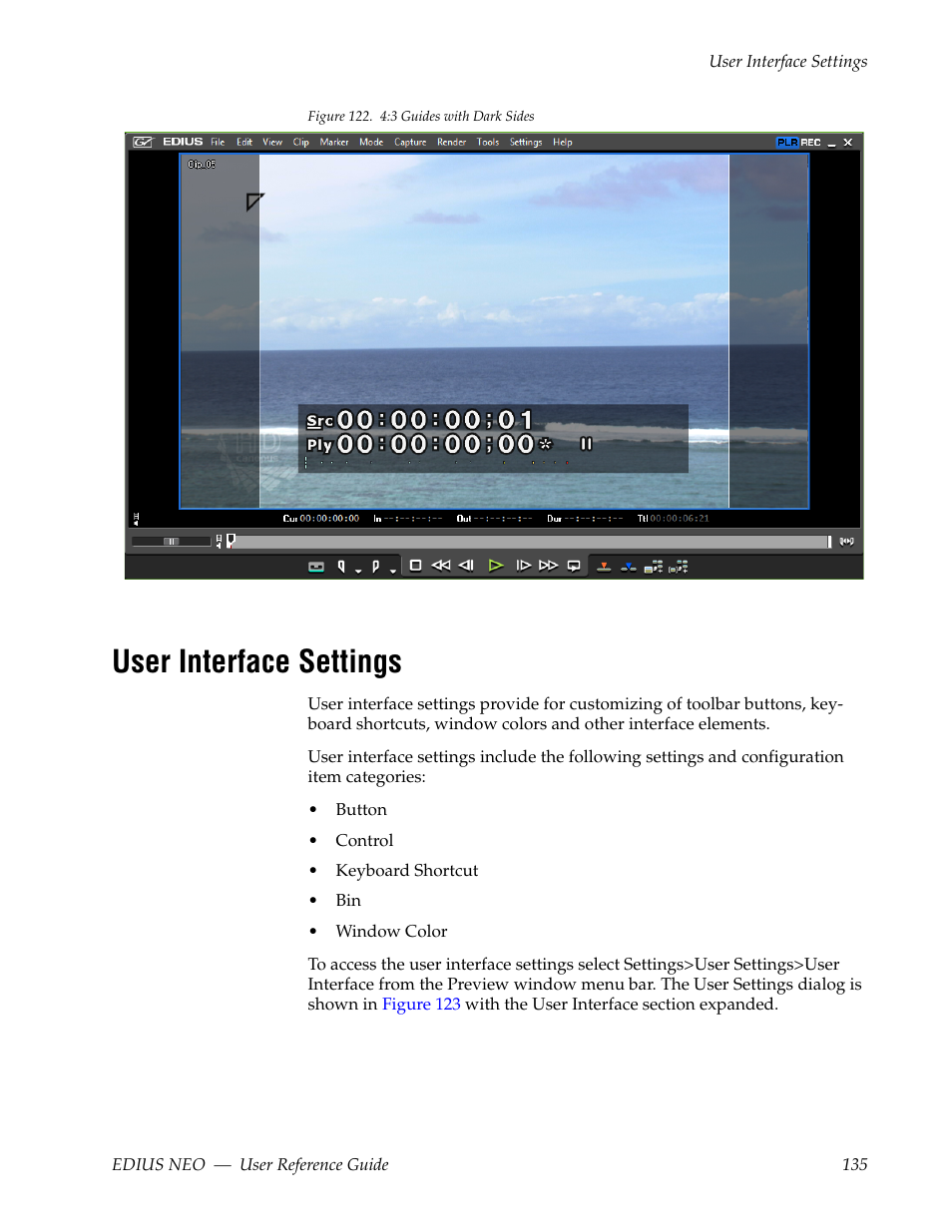 User interface settings | Grass Valley EDIUS Neo 3 User Manual | Page 137 / 802