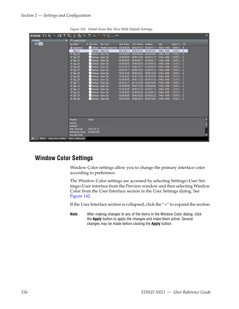 Window color settings | Grass Valley EDIUS Neo 3 User Manual | Page 158 / 802