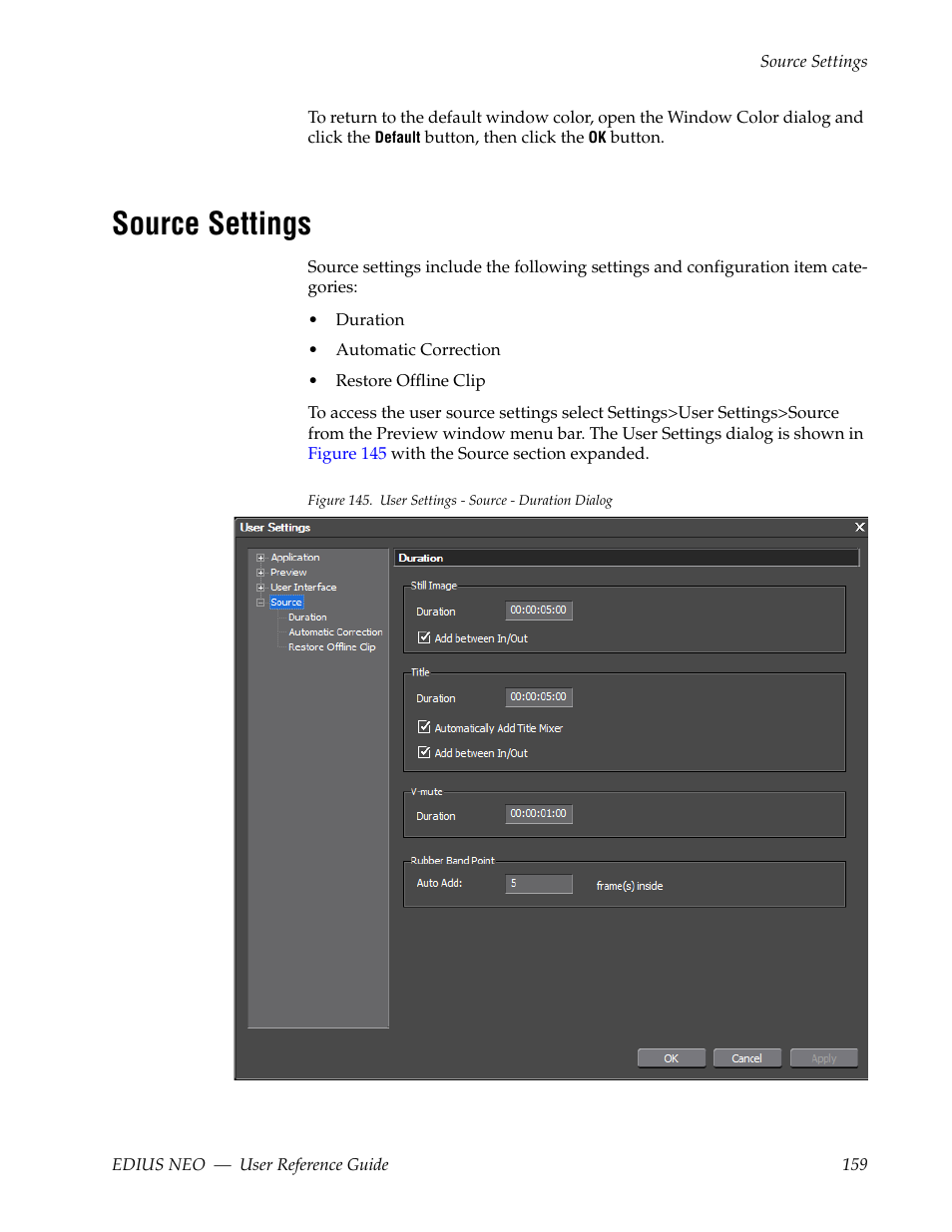 Source settings | Grass Valley EDIUS Neo 3 User Manual | Page 161 / 802
