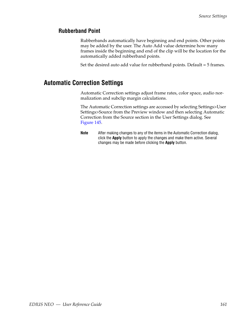 Rubberband point, Automatic correction settings | Grass Valley EDIUS Neo 3 User Manual | Page 163 / 802