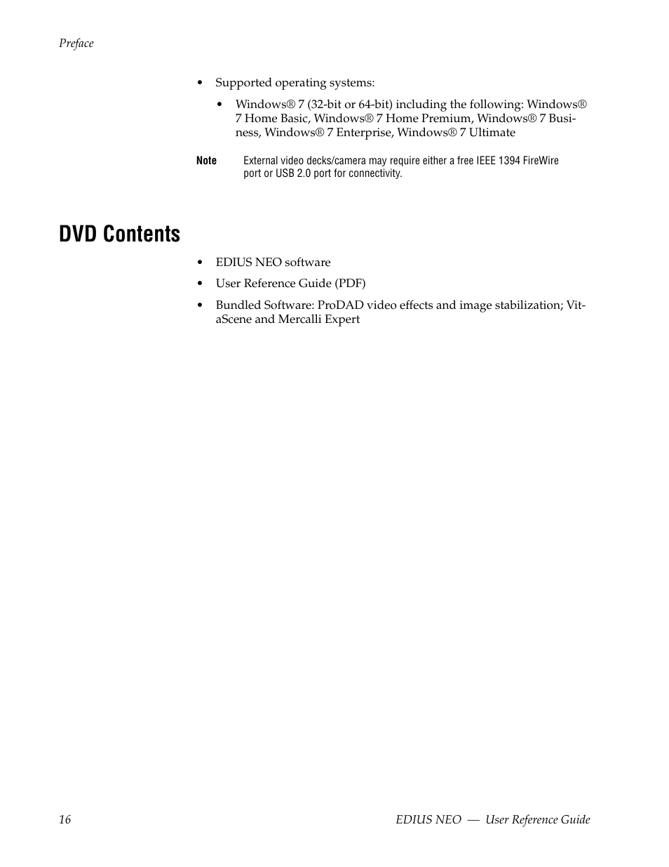 Dvd contents | Grass Valley EDIUS Neo 3 User Manual | Page 18 / 802