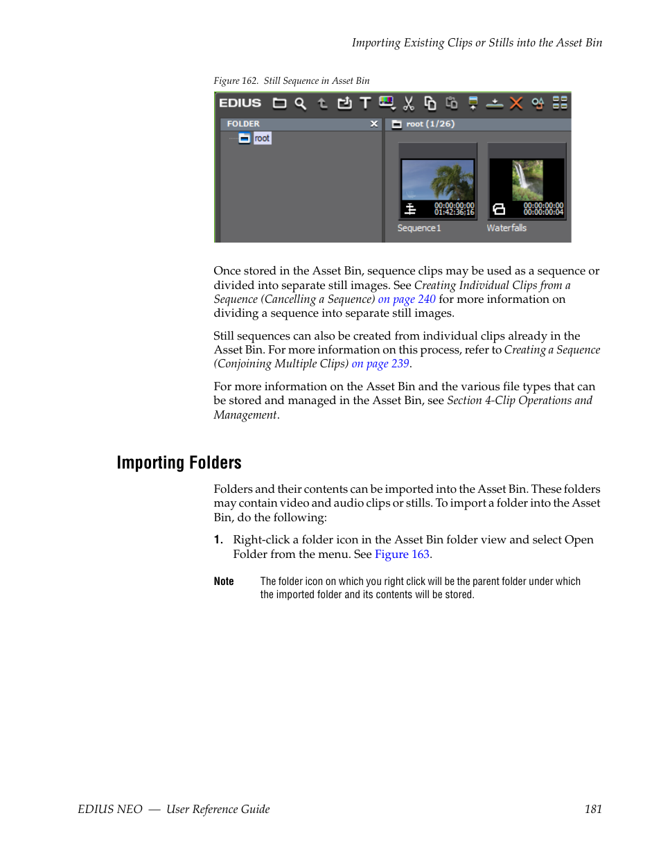 Importing folders, Figure 162, Shows | Grass Valley EDIUS Neo 3 User Manual | Page 183 / 802