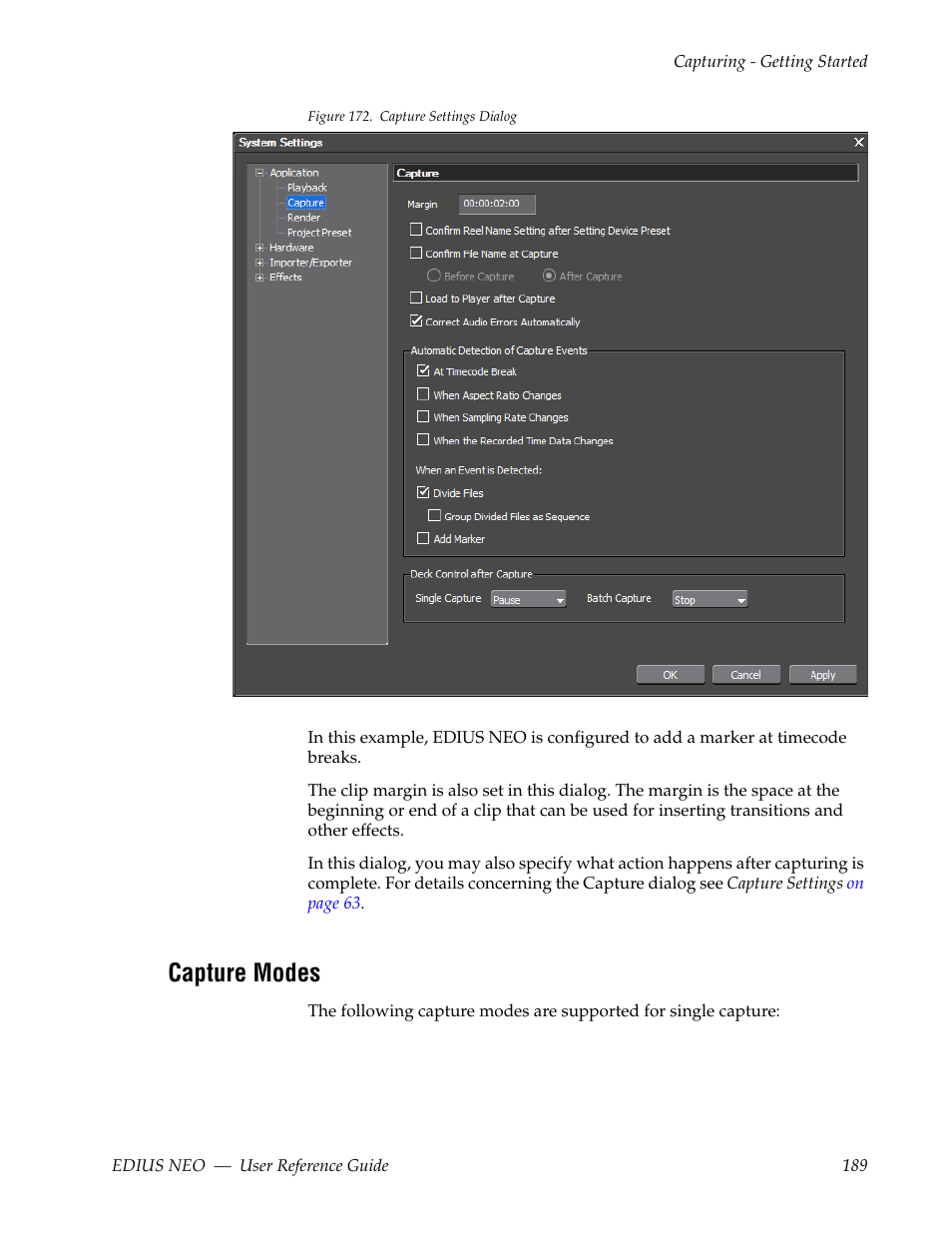 Capture modes | Grass Valley EDIUS Neo 3 User Manual | Page 191 / 802