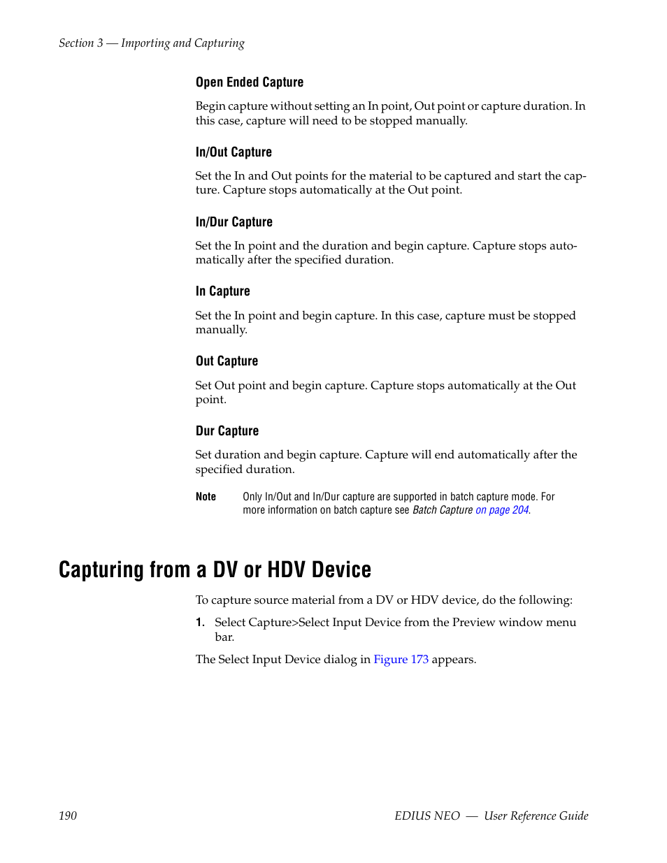 Capturing from a dv or hdv device | Grass Valley EDIUS Neo 3 User Manual | Page 192 / 802