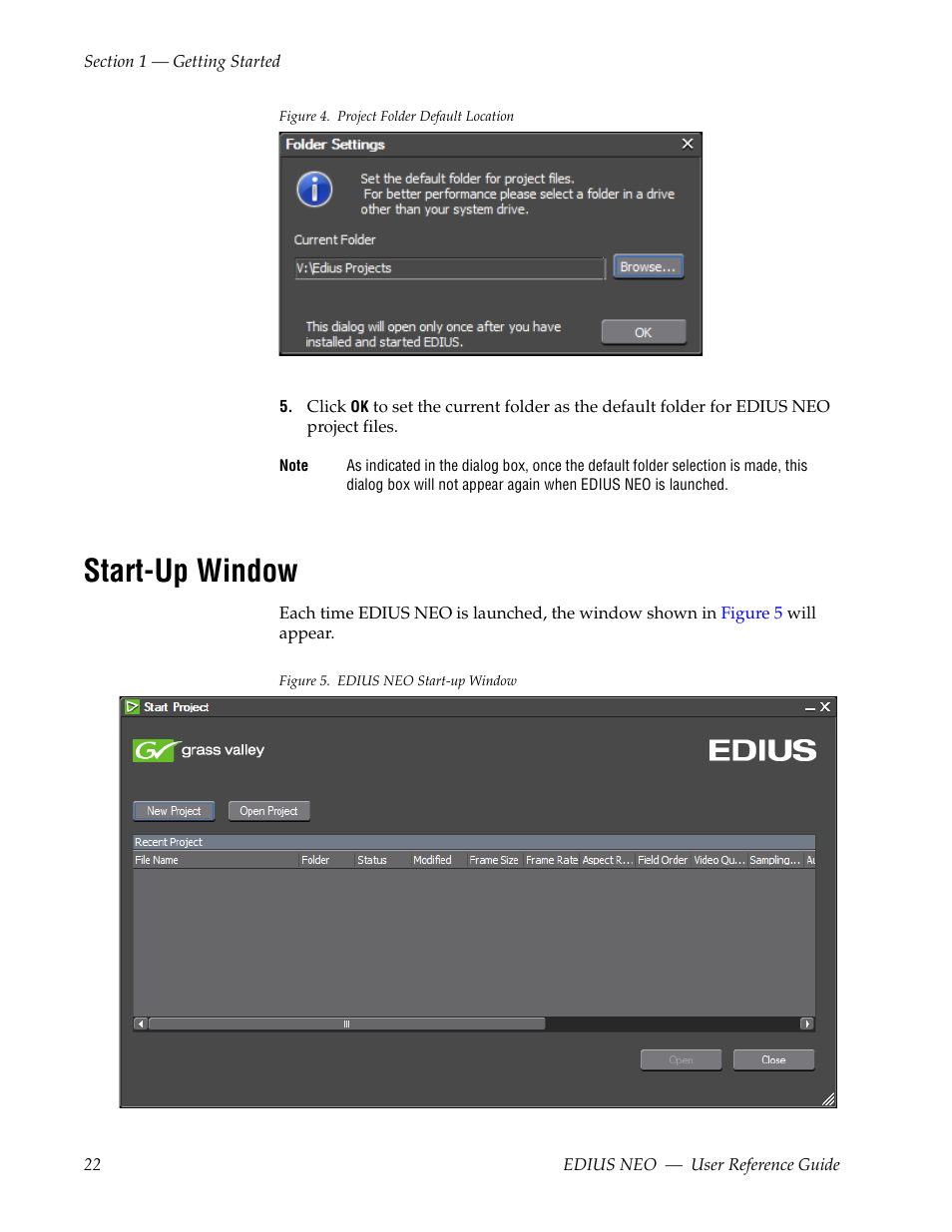 Start-up window | Grass Valley EDIUS Neo 3 User Manual | Page 24 / 802
