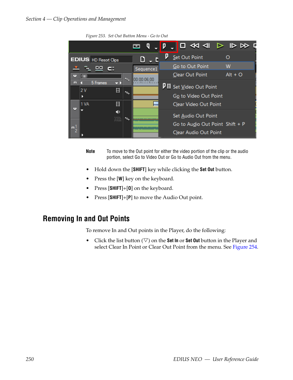 Removing in and out points | Grass Valley EDIUS Neo 3 User Manual | Page 252 / 802