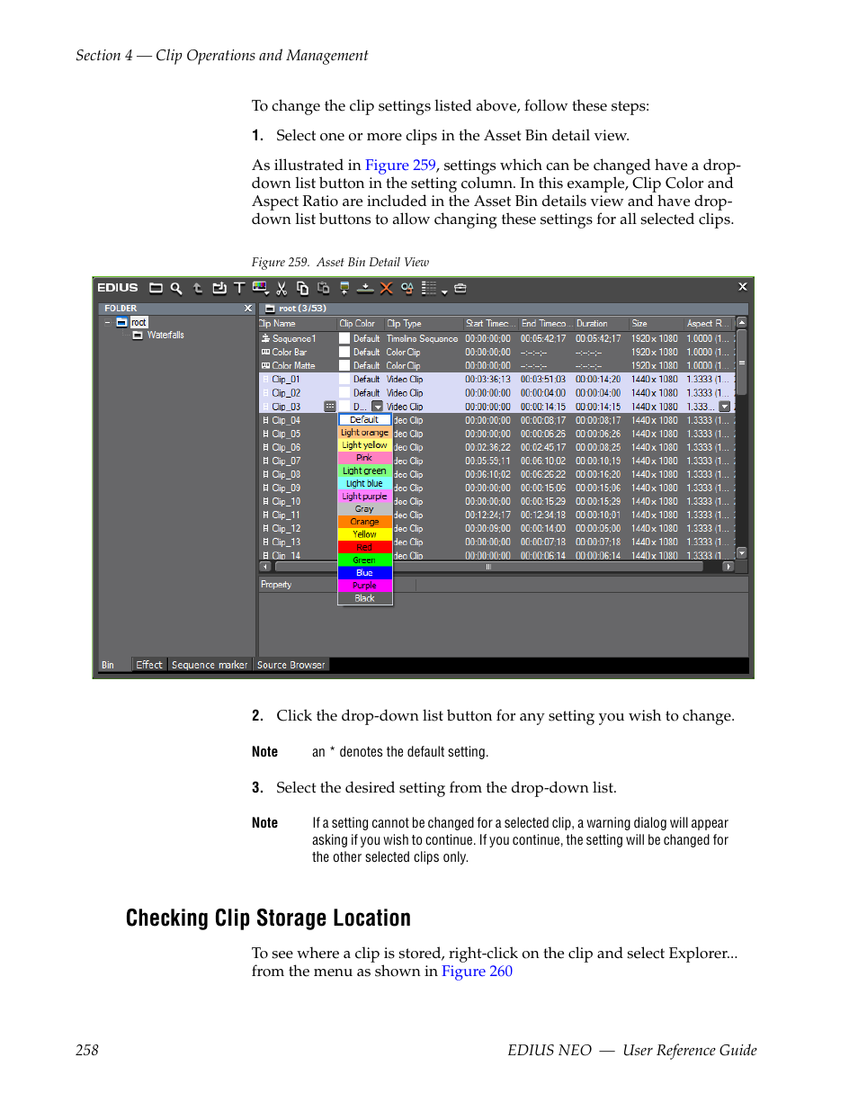 Checking clip storage location | Grass Valley EDIUS Neo 3 User Manual | Page 260 / 802