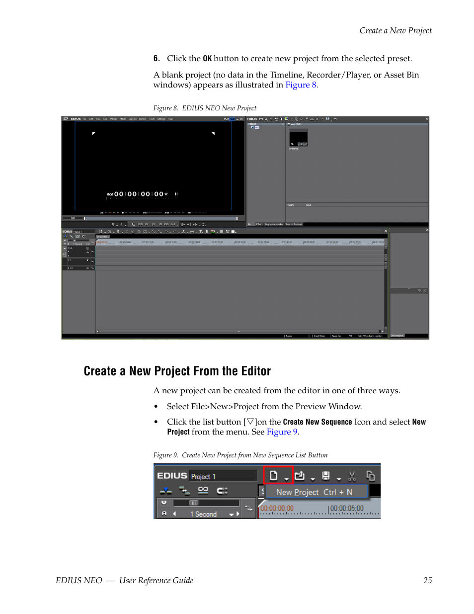 Create a new project from the editor | Grass Valley EDIUS Neo 3 User Manual | Page 27 / 802