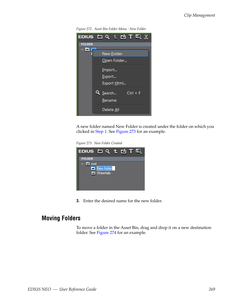 Moving folders | Grass Valley EDIUS Neo 3 User Manual | Page 271 / 802