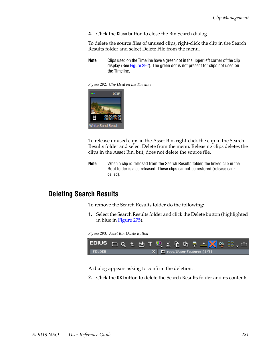 Deleting search results | Grass Valley EDIUS Neo 3 User Manual | Page 283 / 802
