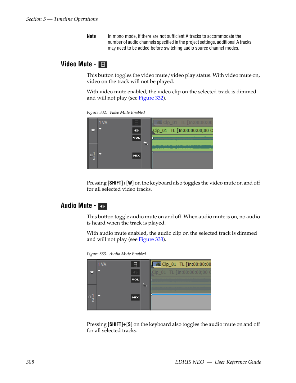 Video mute, Audio mute | Grass Valley EDIUS Neo 3 User Manual | Page 310 / 802