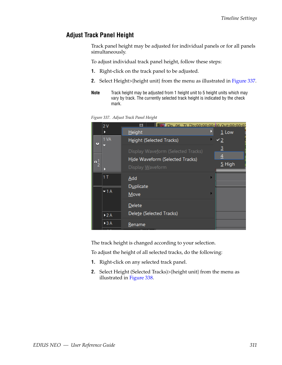 Adjust track panel height | Grass Valley EDIUS Neo 3 User Manual | Page 313 / 802