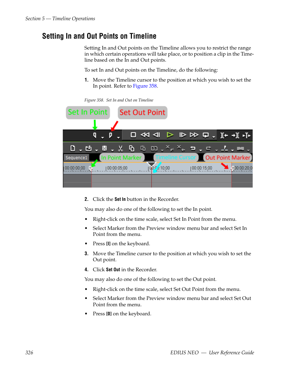 Setting in and out points on timeline | Grass Valley EDIUS Neo 3 User Manual | Page 328 / 802
