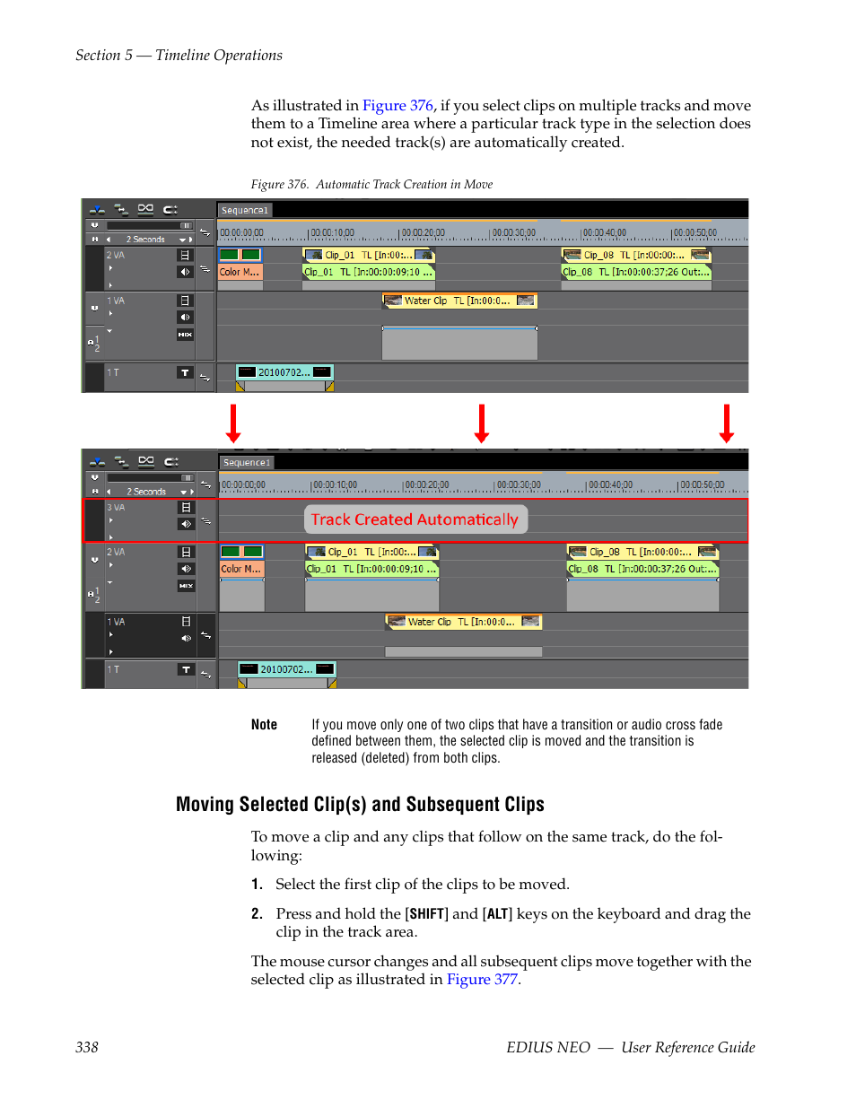 Moving selected clip(s) and subsequent clips | Grass Valley EDIUS Neo 3 User Manual | Page 340 / 802