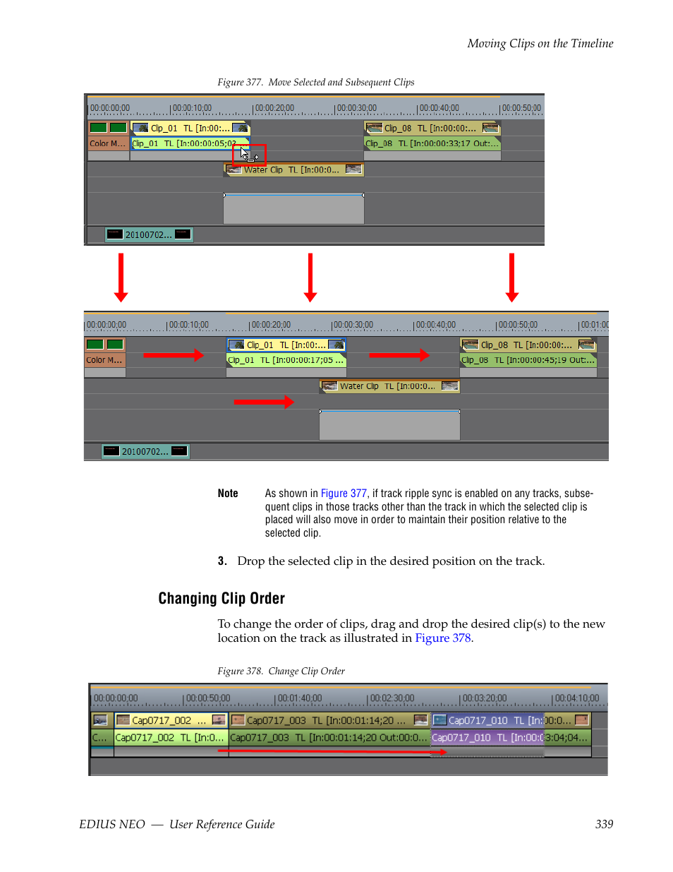 Changing clip order | Grass Valley EDIUS Neo 3 User Manual | Page 341 / 802