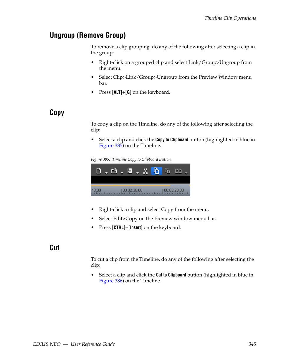 Ungroup (remove group), Copy | Grass Valley EDIUS Neo 3 User Manual | Page 347 / 802