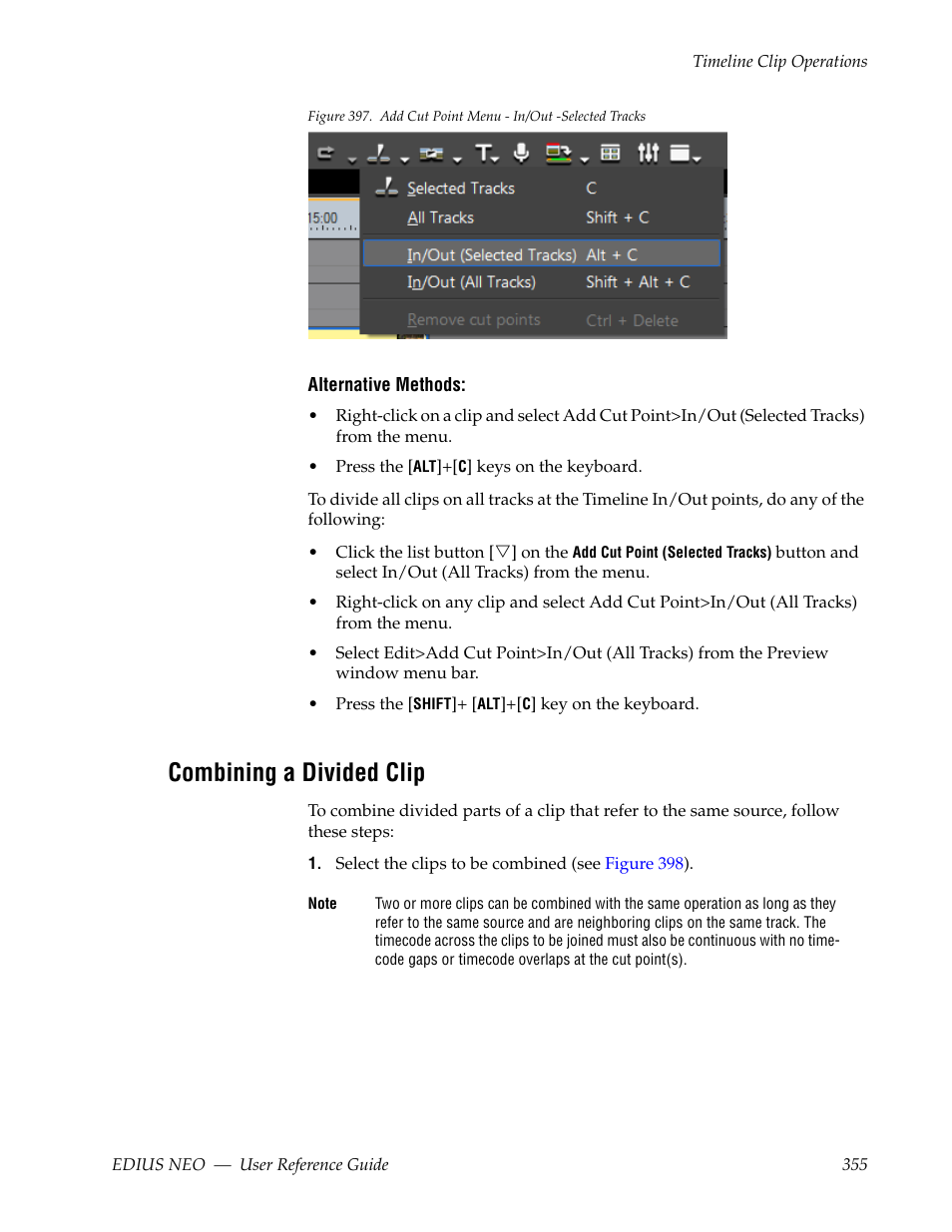 Combining a divided clip, N in, Figure 397 | Grass Valley EDIUS Neo 3 User Manual | Page 357 / 802