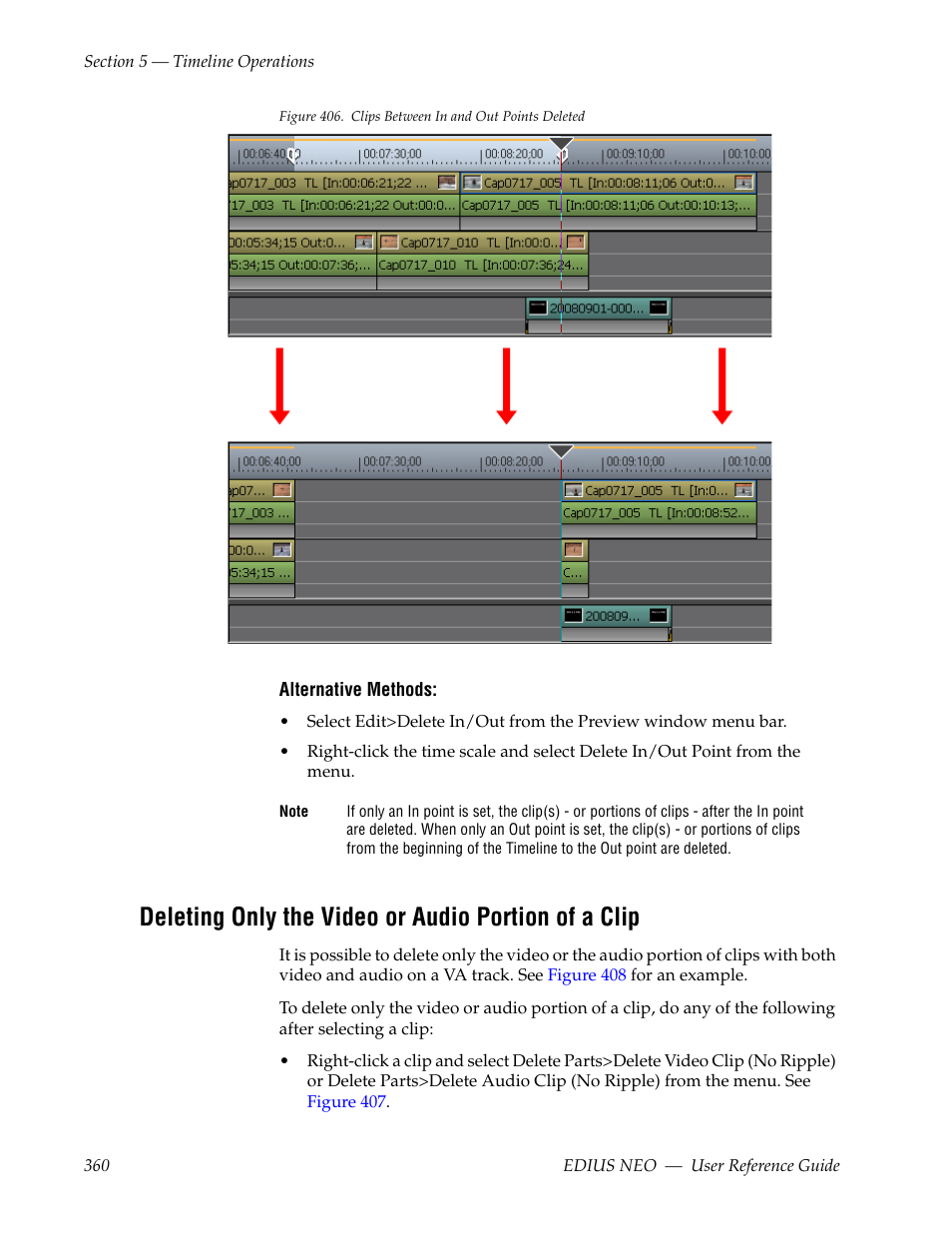 Deleting only the video or audio portion of a clip, Figure 406 | Grass Valley EDIUS Neo 3 User Manual | Page 362 / 802