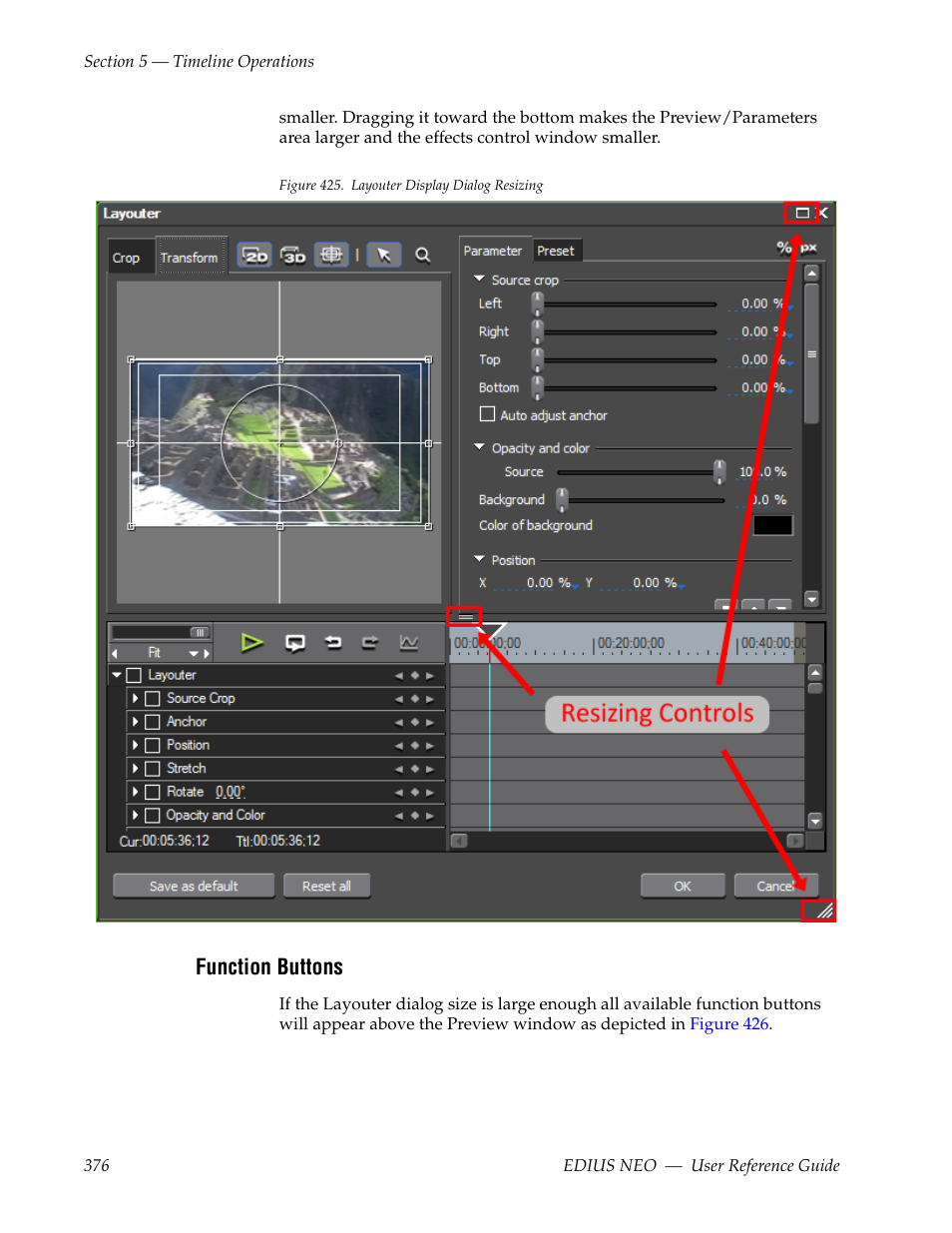 Function buttons, See function buttons, E illustrated in | Figure 425 | Grass Valley EDIUS Neo 3 User Manual | Page 378 / 802