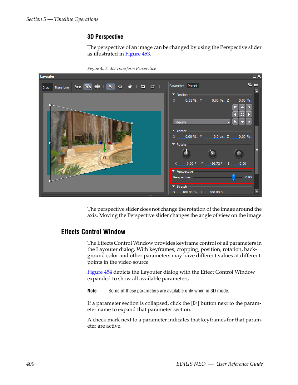 Effects control window | Grass Valley EDIUS Neo 3 User Manual | Page 402 / 802