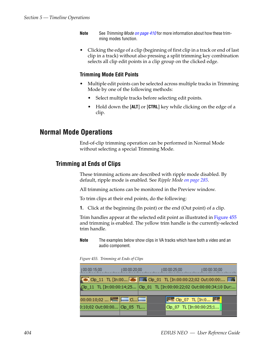 Normal mode operations, Trimming at ends of clips | Grass Valley EDIUS Neo 3 User Manual | Page 406 / 802