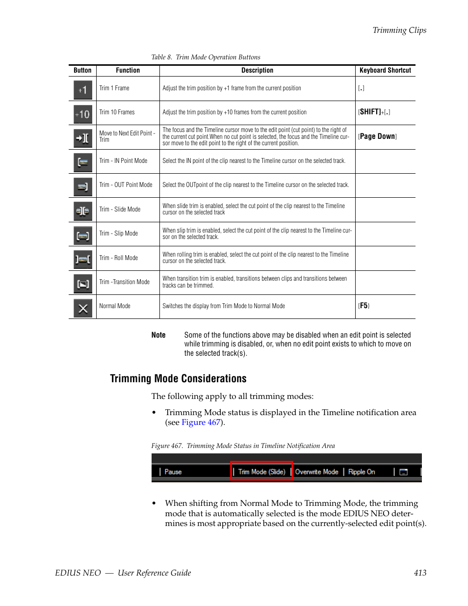 Trimming mode considerations | Grass Valley EDIUS Neo 3 User Manual | Page 415 / 802