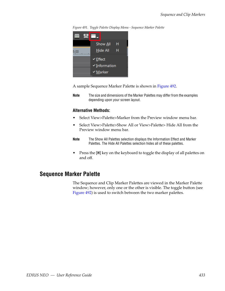 Sequence marker palette | Grass Valley EDIUS Neo 3 User Manual | Page 435 / 802