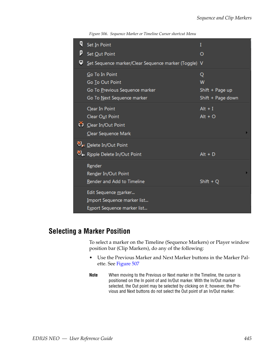 Selecting a marker position | Grass Valley EDIUS Neo 3 User Manual | Page 447 / 802