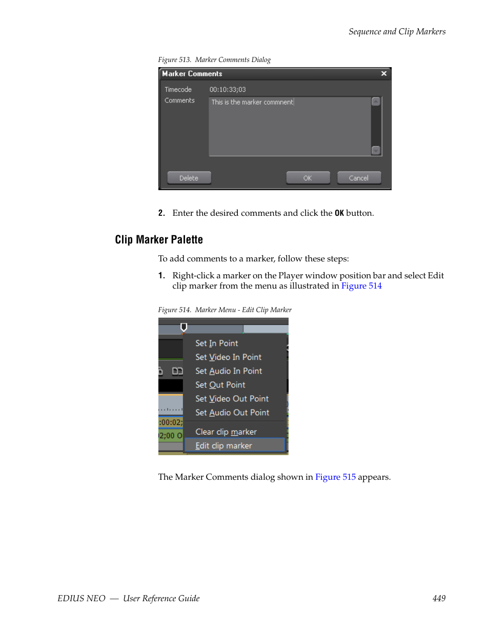 Clip marker palette, Figure 513, Appears | Grass Valley EDIUS Neo 3 User Manual | Page 451 / 802