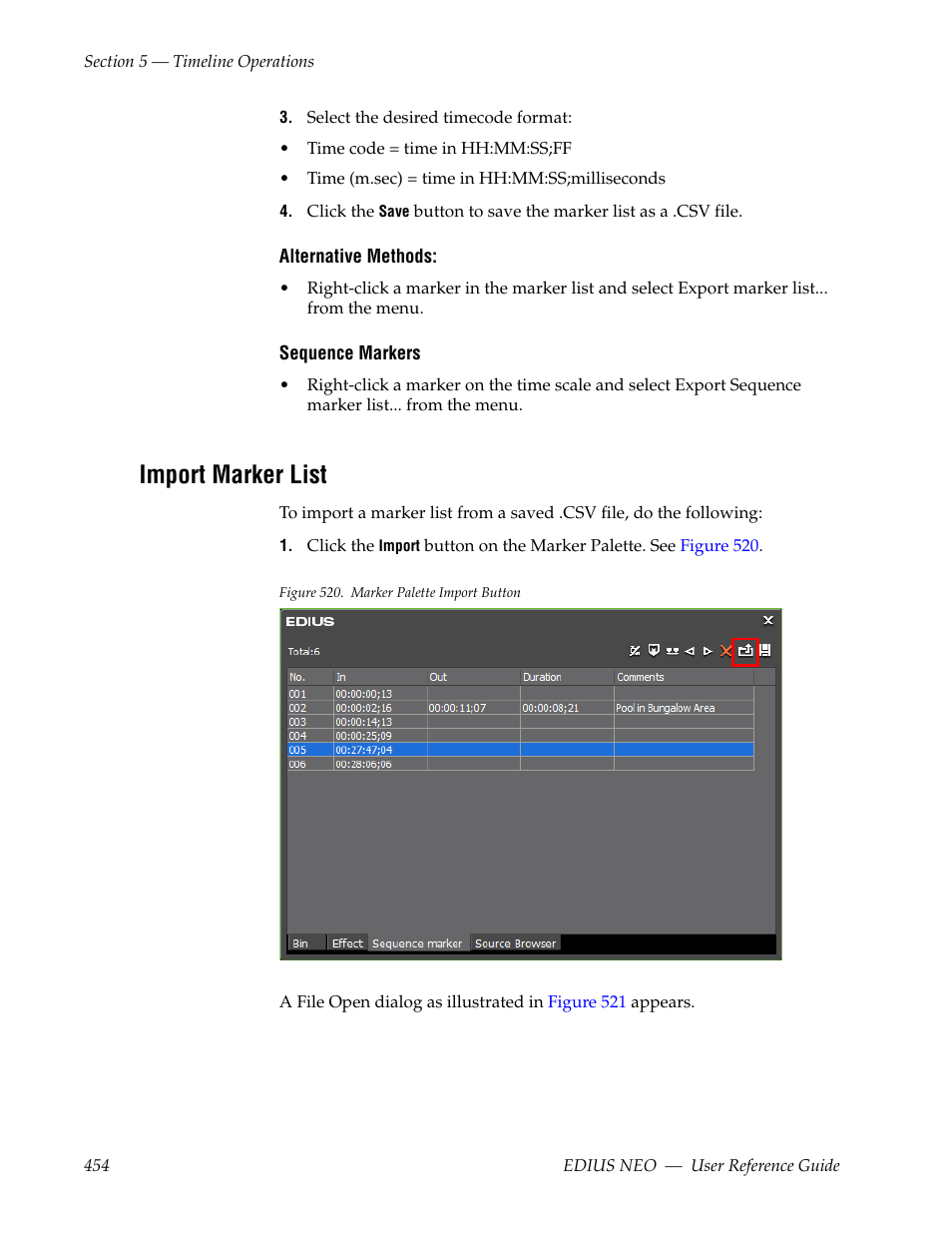 Import marker list | Grass Valley EDIUS Neo 3 User Manual | Page 456 / 802