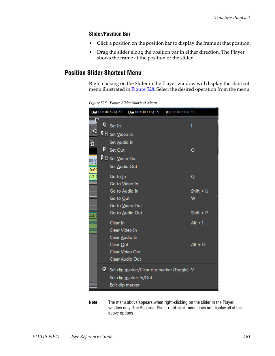 Position slider shortcut menu | Grass Valley EDIUS Neo 3 User Manual | Page 463 / 802