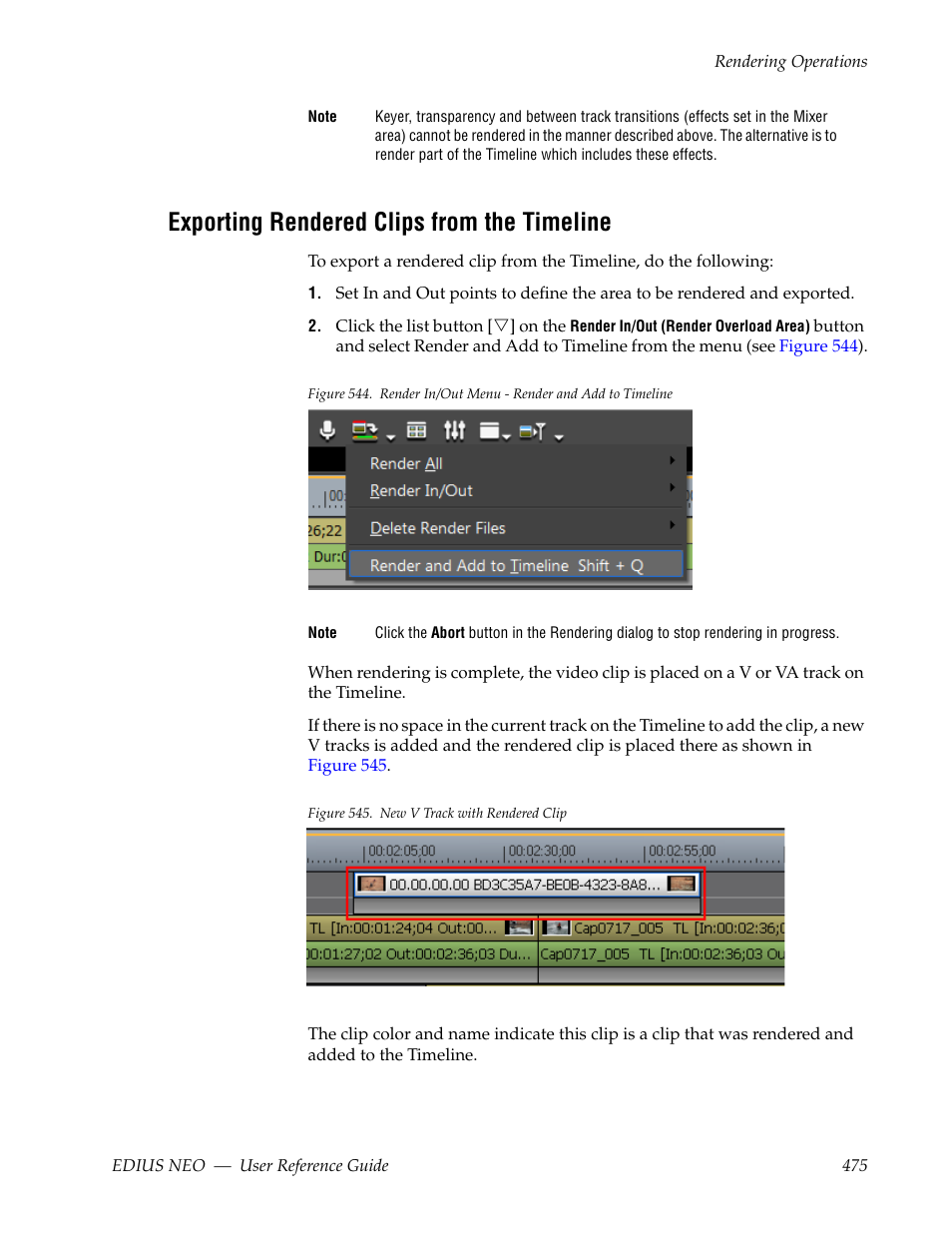 Exporting rendered clips from the timeline | Grass Valley EDIUS Neo 3 User Manual | Page 477 / 802