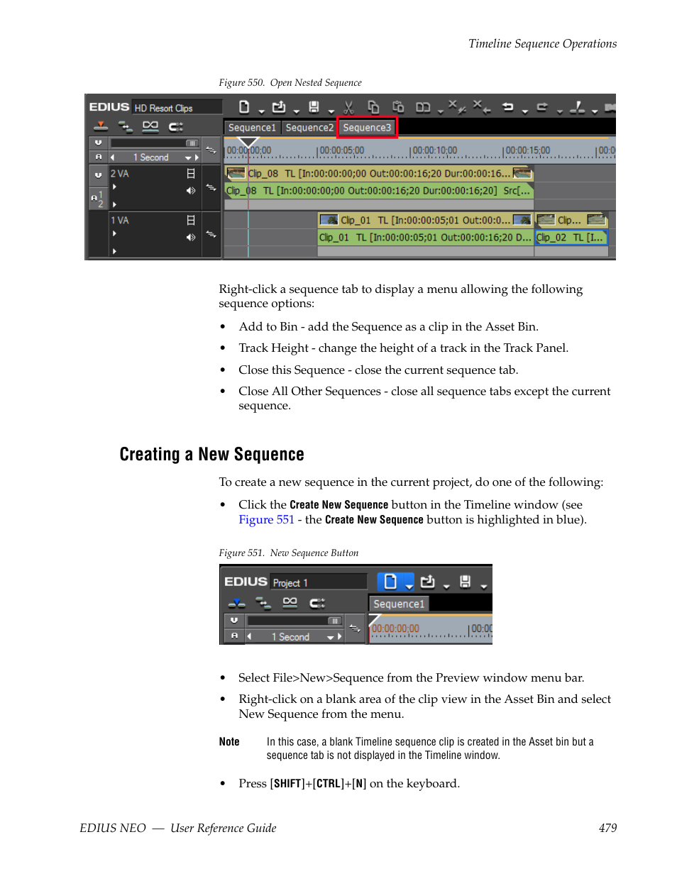 Creating a new sequence | Grass Valley EDIUS Neo 3 User Manual | Page 481 / 802