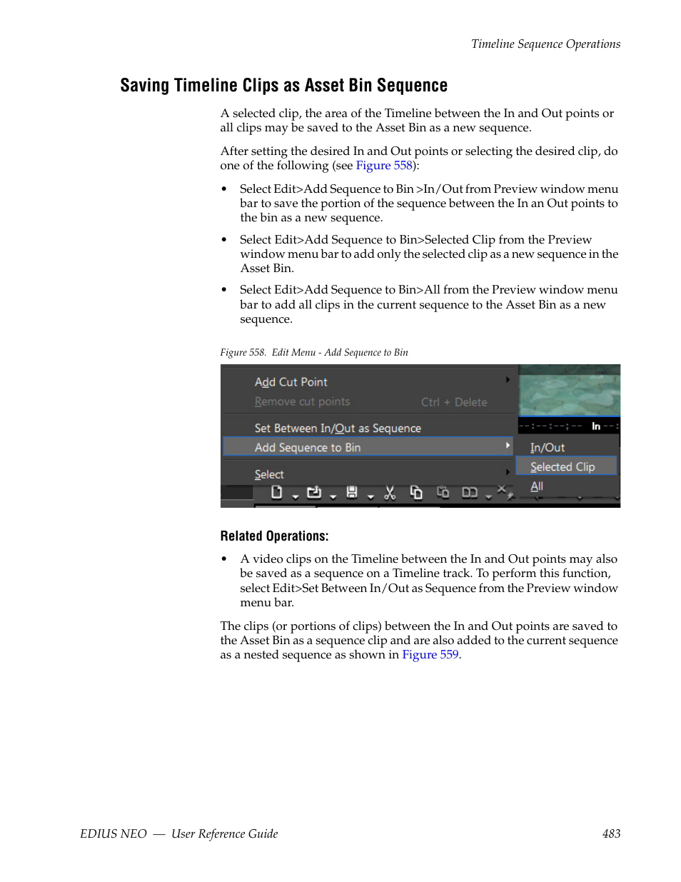 Saving timeline clips as asset bin sequence | Grass Valley EDIUS Neo 3 User Manual | Page 485 / 802