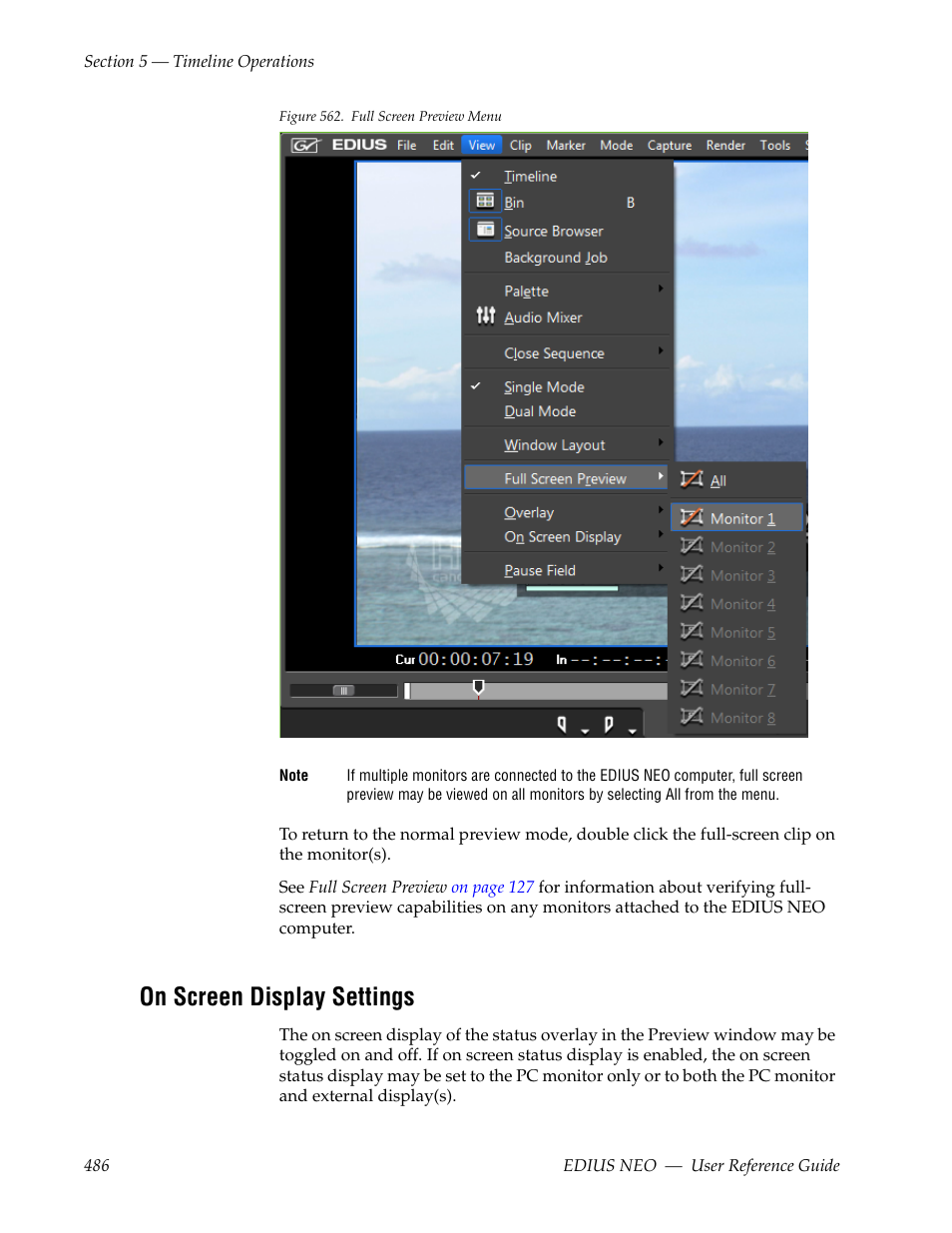 On screen display settings | Grass Valley EDIUS Neo 3 User Manual | Page 488 / 802