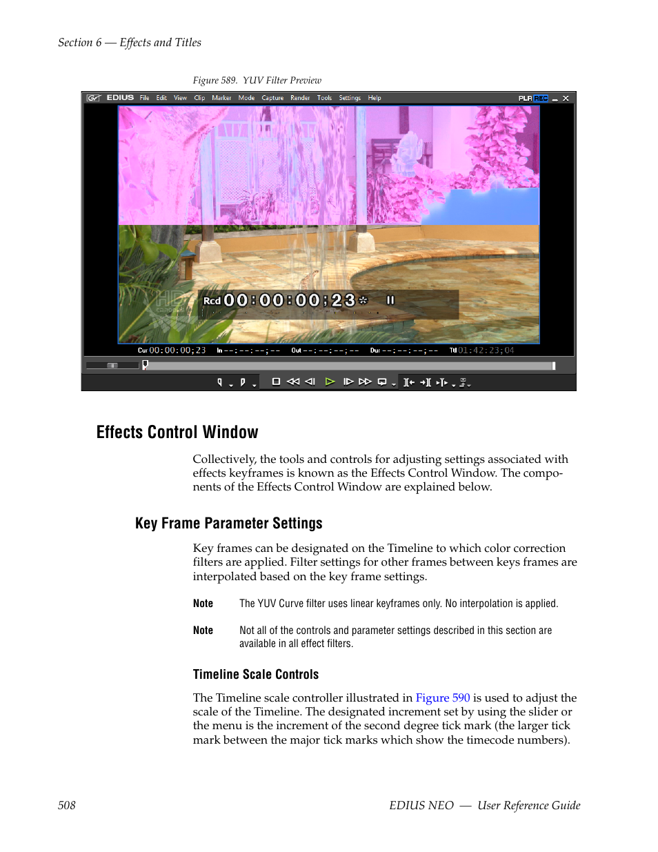 Effects control window, Key frame parameter settings, See effects control window | Grass Valley EDIUS Neo 3 User Manual | Page 510 / 802