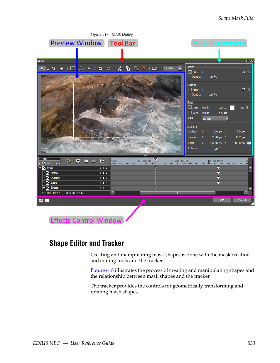 Shape editor and tracker | Grass Valley EDIUS Neo 3 User Manual | Page 535 / 802