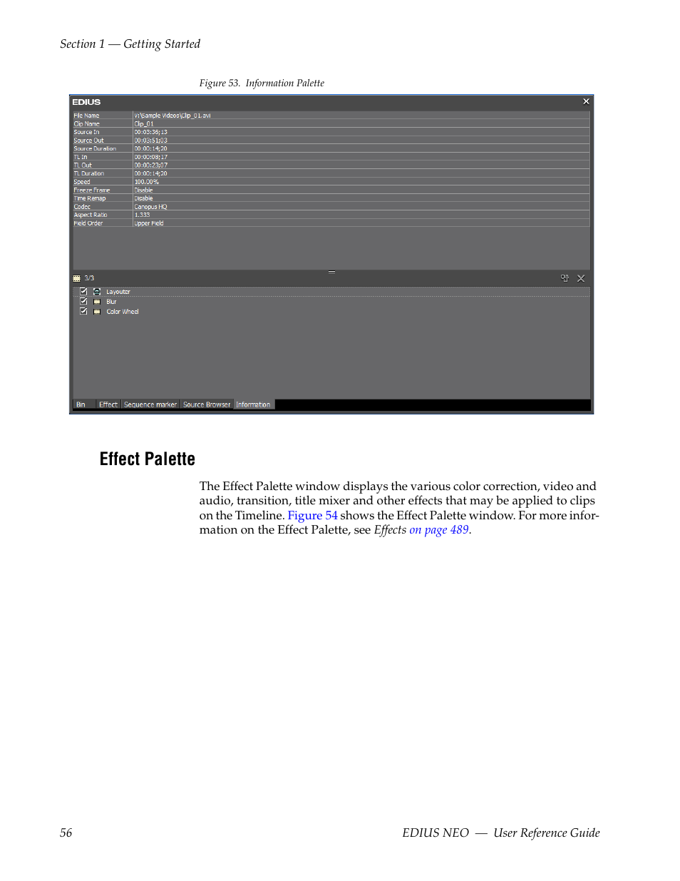 Effect palette | Grass Valley EDIUS Neo 3 User Manual | Page 58 / 802