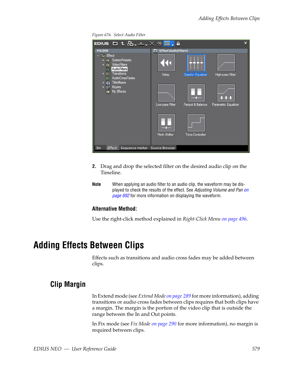 Adding effects between clips, Clip margin | Grass Valley EDIUS Neo 3 User Manual | Page 581 / 802