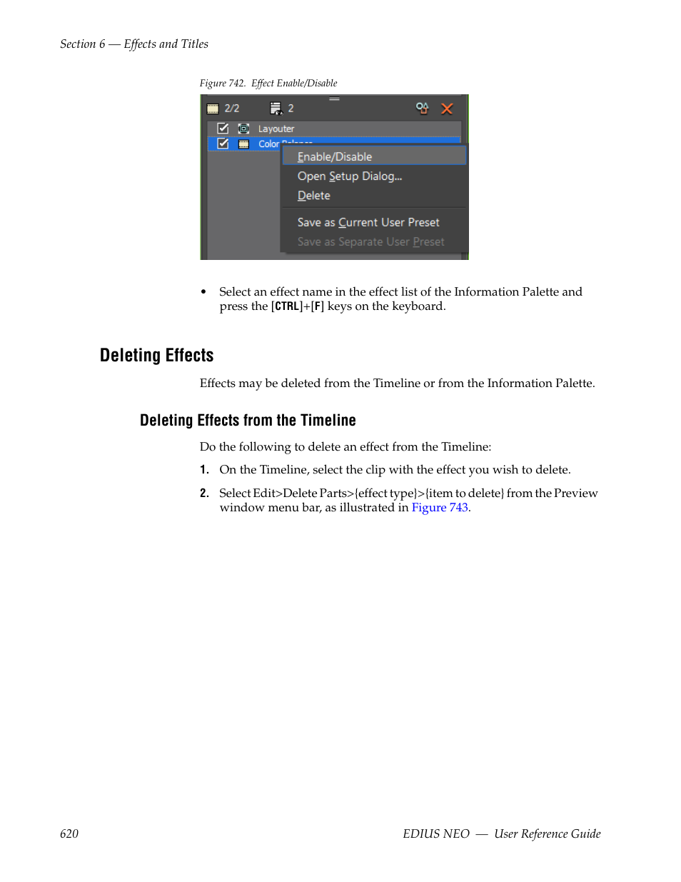 Deleting effects, Deleting effects from the timeline, Figure 742 | Grass Valley EDIUS Neo 3 User Manual | Page 622 / 802