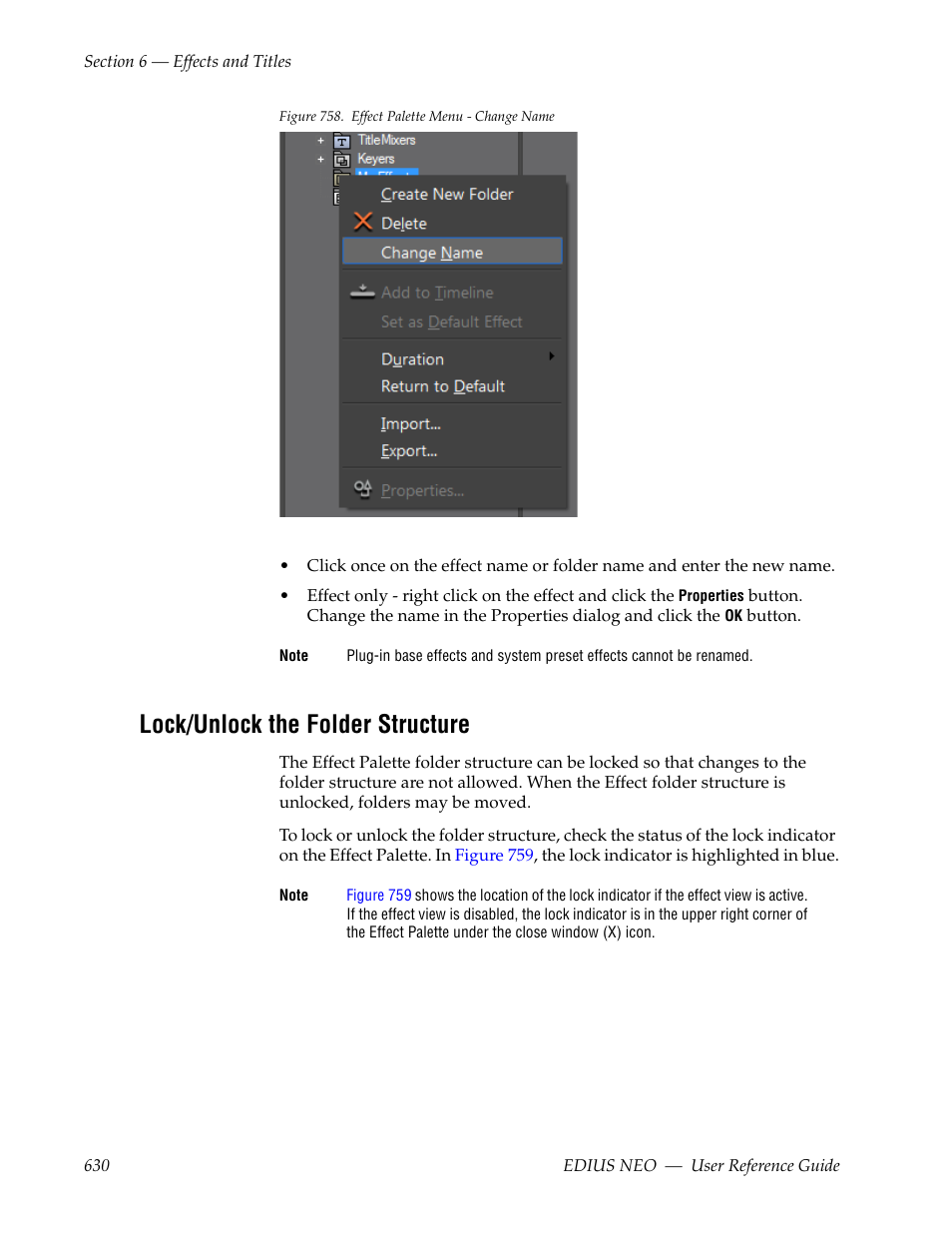 Lock/unlock the folder structure, Figure 758 | Grass Valley EDIUS Neo 3 User Manual | Page 632 / 802